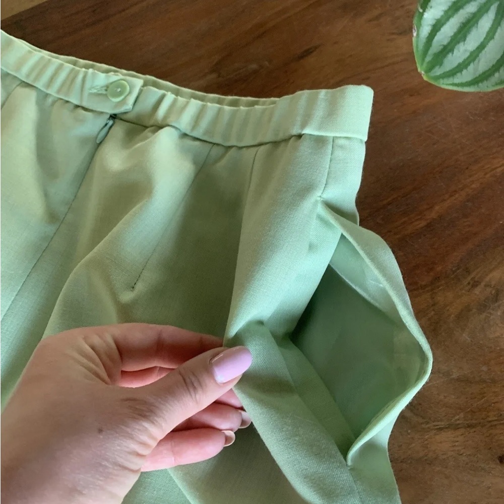 ▶️ Pendleton VTG Virgin Wool Pencil Skirt Women 6 Light Green NWT Pockets Midi - Picture 5 of 8